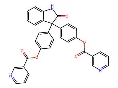 (1,2-Dihydro-2-oxo-3H-indol-3-ylidene)di-p-phenylene dinicotinate structure