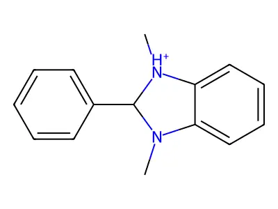 1,3-dimethyl-2-phenyl-1H-3,1-benzimidazol-3-ium structure