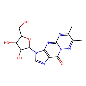 3-[3,4-dihydroxy-5-(hydroxymethyl)oxolan-2-yl]-6,7-dimethyl-[1,2,4]triazino[2,3-a]purin-10-one structure