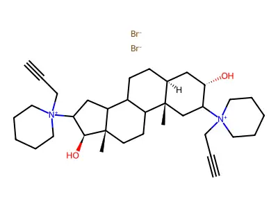 5alpha-Androstan-3alpha,17beta-diol, 2beta,16beta-bis(1-prop-2-ynylpiperidinio)-, dibromide structure