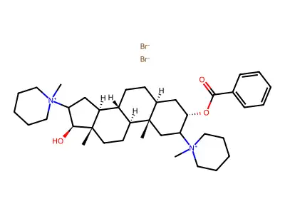 5alpha-Androstan-3alpha,17beta-diol, 2beta,16beta-dipipecolinio-, diiodide, 3-benzoate structure