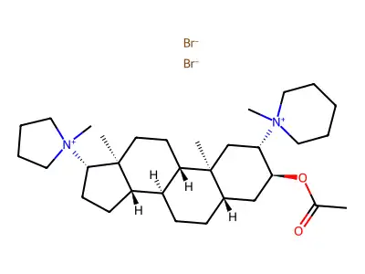Piperidinium, 1-(3-alpha-hydroxy-17-beta-(1-methylpyrrolidinio)-5-alpha-androstan-2-beta-yl)-1-methyl-, dibromide structure