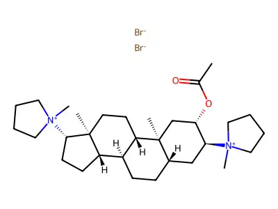 2-(Acetyloxy)-3,17-bis(1-methylpyrrolidin-1-ium-1-yl)androstane dibromide structure