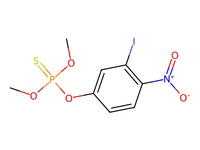 Phosphorothioic acid, O,O-dimethyl O-(3-iodo-4-nitrophenyl)ester structure