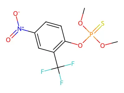 Phosphorothioic acid, O,O-dimethyl O-(4-nitro-2-(trifluoromethyl)phenyl)ester structure