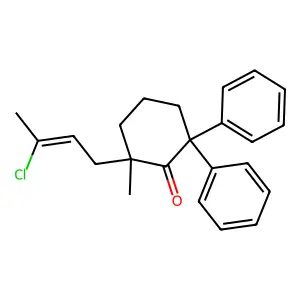 2-(3-Chloro-2-butenyl)-2-methyl-6,6-diphenylcyclohexanone structure