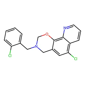 6-Chloro-3-(2-chlorobenzyl)-3,4-dihydro-2H-(1,3)oxazino(5,6-h)quinoline structure