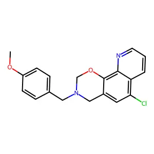 4-((6-Chloro-2H-(1,3)oxazino(5,6-h)quinolin-3(4H)-yl)methyl)phenyl methyl ether structure