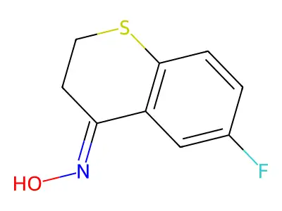 (4Z)-6-fluoro-N-hydroxy-2,3-dihydro-4H-thiochromen-4-imine structure