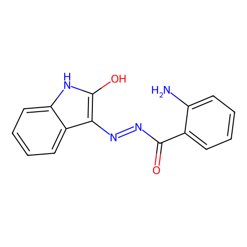 2-amino-N'-[(3E)-2-oxo-1,2-dihydro-3H-indol-3-ylidene]benzohydrazide structure