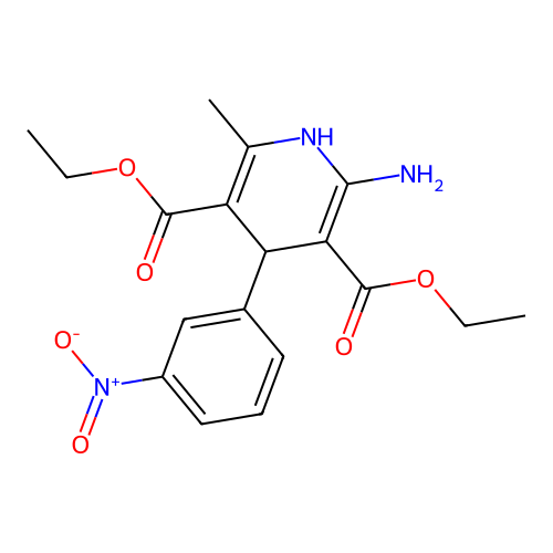Diethyl 2-amino-6-methyl-4-(3-nitrophenyl)-1,4-dihydropyridine-3,5-dicarboxylate structure
