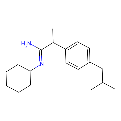 N-cyclohexyl-2-(4-isobutylphenyl)propanimidamide structure