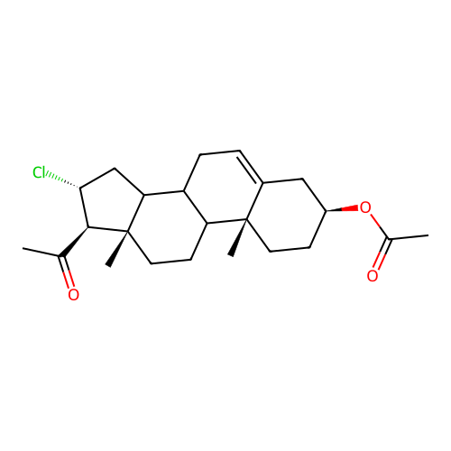 16-alpha-Chloro-20-oxopregn-5-en-3-beta-yl acetate structure