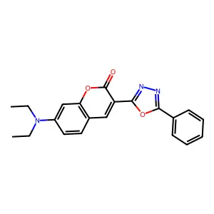7-(diethylamino)-3-(5-phenyl-1,3,4-oxadiazol-2-yl)-2H-chromen-2-one structure