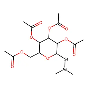 2,3,4,6-Tetra-O-acetyl-1-Se-(dimethylarsanyl)-1-selenohexopyranose structure