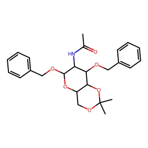 N-[2,2-dimethyl-6,8-bis(phenylmethoxy)-4,4a,6,7,8,8a-hexahydropyrano[3,2-d][1,3]dioxin-7-yl]acetamide structure