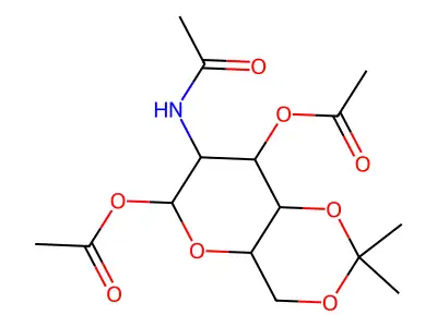 1,3-Di-O-acetyl-2-deoxy-2-[(1-hydroxyethylidene)amino]-4,6-O-(1-methylethylidene)hexopyranose structure
