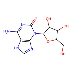 6-amino-3-[3,4-dihydroxy-5-(hydroxymethyl)oxolan-2-yl]-7H-purin-2-one structure