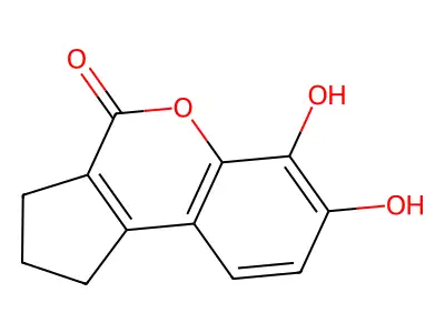 6,7-dihydroxy-2,3-dihydrocyclopenta[c]chromen-4(1H)-one structure