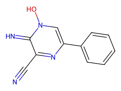 2-Amino-3-cyano-5-phenylpyrazin-1-ium-1-olate structure