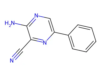 2-Amino-3-cyano-5-phenylpyrazine structure