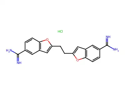 2-[2-(5-Carbamimidoylbenzofuran-2-yl)ethyl]benzofuran-5-carboxamidine structure