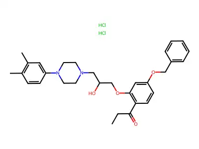 1-Propanone, 1-(2-(3-(4-(3,4-dimethylphenyl)-1-piperazinyl)-2-hydroxypropoxy)-4-(phenylmethoxy)phenyl)-, dihydrochloride, (+-)- structure