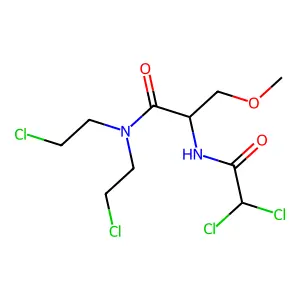 N,N-bis(2-chloroethyl)-2-[(2,2-dichloroacetyl)amino]-3-methoxypropanamide structure