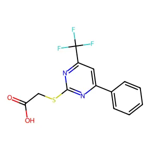 {[4-Phenyl-6-(trifluoromethyl)pyrimidin-2-yl]-thio}acetic acid structure