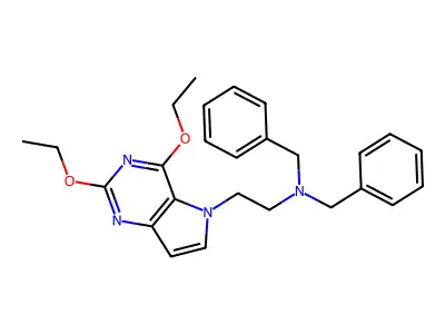 N,N-dibenzyl-2-(2,4-diethoxy-5H-pyrrolo[3,2-d]pyrimidin-5-yl)ethanamine structure
