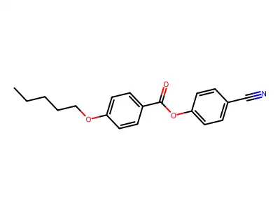 Benzoic acid, 4-(pentyloxy)-, 4-cyanophenyl ester structure
