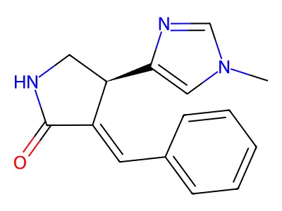 (3E,4R)-3-benzylidene-4-(1-methylimidazol-4-yl)pyrrolidin-2-one structure