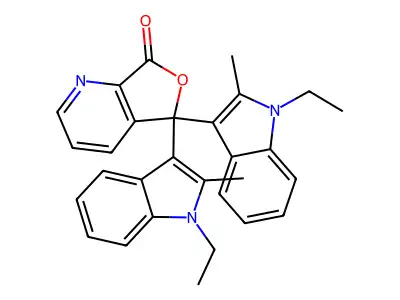 Furo[3,4-b]pyridin-7(5H)-one, 5,5-bis(1-ethyl-2-methyl-1H-indol-3-yl)- structure