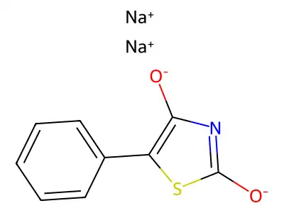 Disodium 5-phenyl-1,3-thiazole-2,4-bis(olate) structure