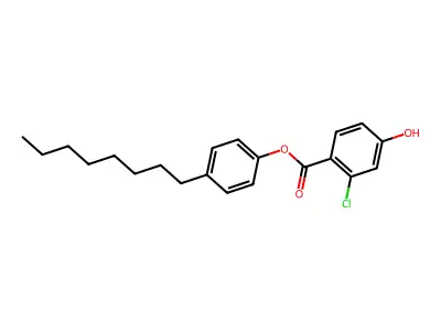 Benzoic acid, 2-chloro-4-hydroxy-, 4-octylphenyl ester structure