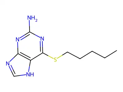 6-pentylsulfanyl-7H-purin-2-amine structure