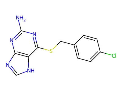 6-[(4-chlorophenyl)methylsulfanyl]-7H-purin-2-amine structure