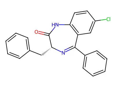 2H-1,4-Benzodiazepin-2-one, 1,3-dihydro-7-chloro-5-phenyl-3-(phenylmethyl)-, (R)- structure