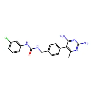 N-(3-Chlorophenyl)-N'-{[4-(2,4-diamino-6-methylpyrimidin-5-yl)phenyl]methyl}urea structure