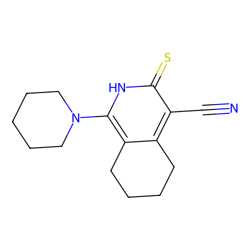 1-Piperidyl-3-thioxo-2,5,6,7,8-pentahydroisoquinoline-4-carbonitrile structure