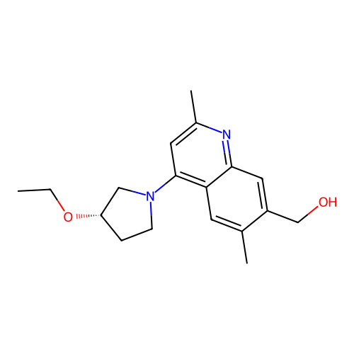 [4-[(3S)-3-ethoxypyrrolidin-1-yl]-2,6-dimethylquinolin-7-yl]methanol structure