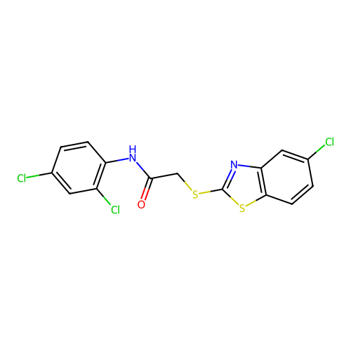 2-[(5-chloro-1,3-benzothiazol-2-yl)sulfanyl]-N-(2,4-dichlorophenyl)acetamide structure