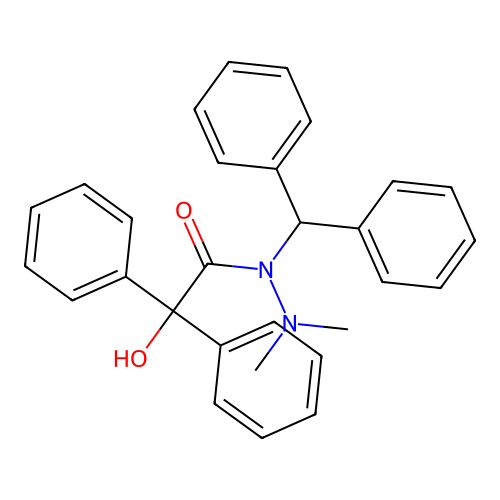 N-benzhydryl-2-hydroxy-N',N'-dimethyl-2,2-diphenylacetohydrazide structure