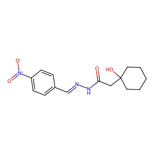 2-(1-hydroxycyclohexyl)-N-[(4-nitrophenyl)methylideneamino]acetamide structure