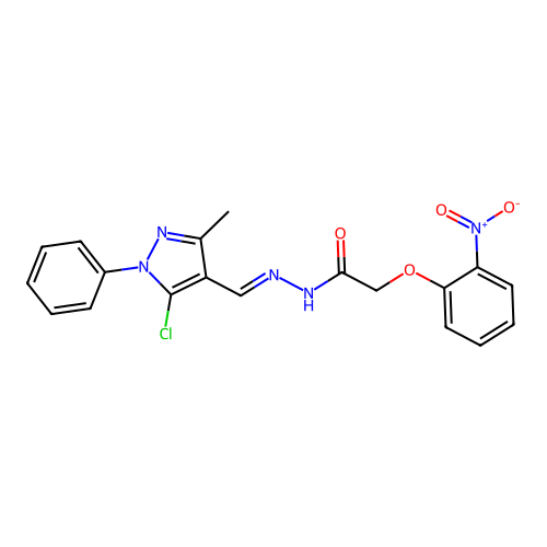 N'-[(E)-(5-chloro-3-methyl-1-phenyl-1H-pyrazol-4-yl)methylidene]-2-(2-nitrophenoxy)acetohydrazide structure