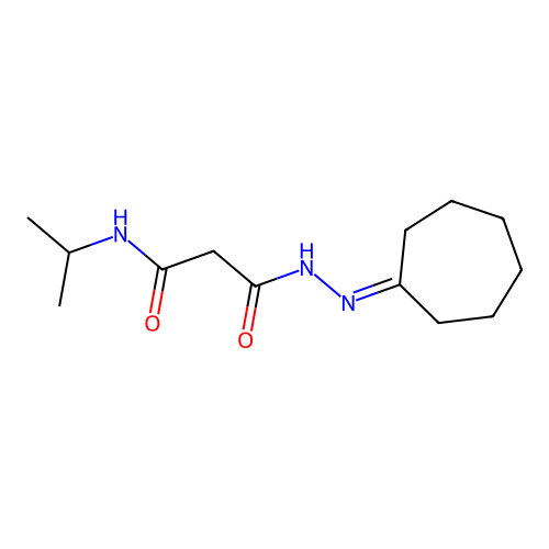 3-(2-cycloheptylidenehydrazino)-N-isopropyl-3-oxopropanamide structure