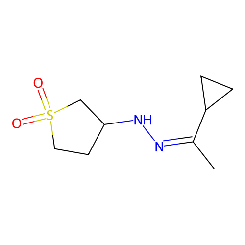 N-(1-cyclopropylethylideneamino)-1,1-dioxothiolan-3-amine structure