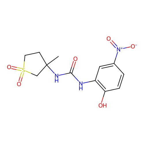 1-(2-Hydroxy-5-nitrophenyl)-3-(3-methyl-1,1-dioxidotetrahydrothiophen-3-yl)urea structure