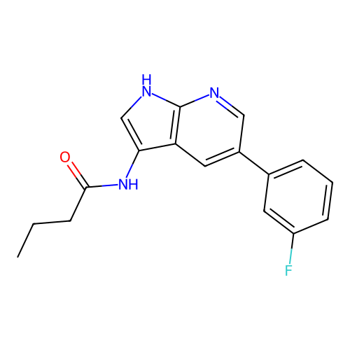 N-[5-(3-fluorophenyl)-1H-pyrrolo[2,3-b]pyridin-3-yl]butanamide structure