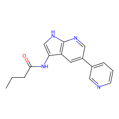 N-(5-pyridin-3-yl-1H-pyrrolo[2,3-b]pyridin-3-yl)butanamide structure